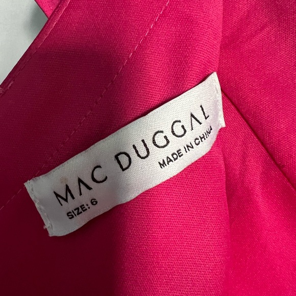 Mac Duggal Cap Sleeve Tiered Satin Cocktail Mini Dress Hot Pink Size 6 Formal - Picture 7 of 16